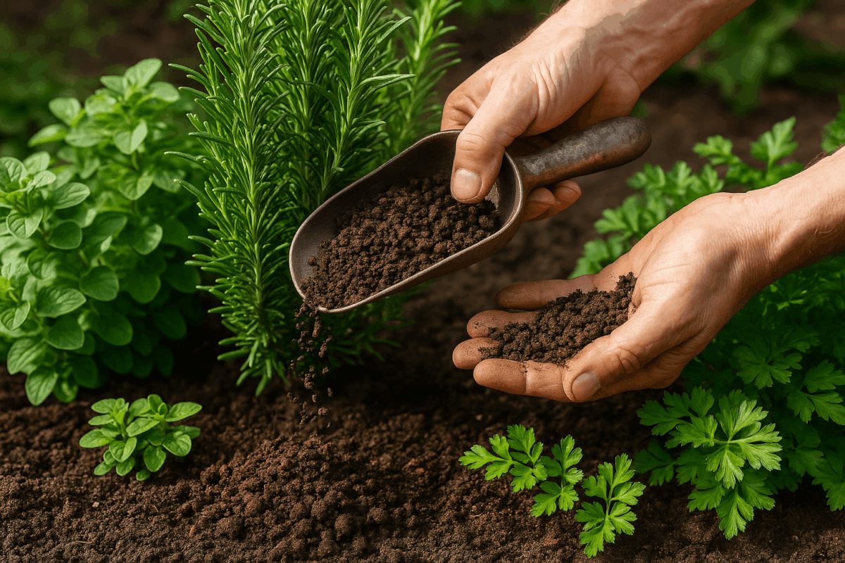 Como aplicar o esterco de galinha nas ervas aromáticas?