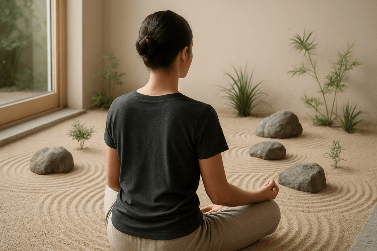 pessoa em um espaço zen