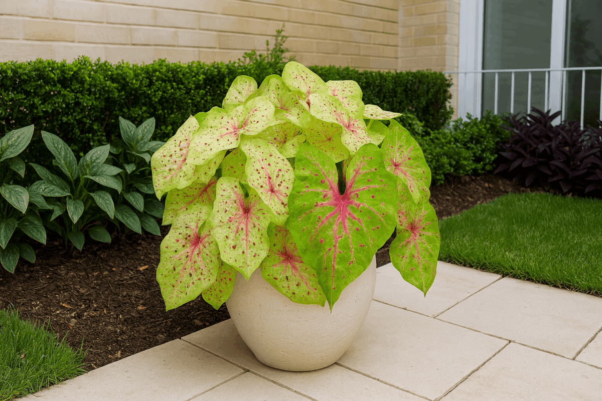 Caladium bicolor 'Little Miss Muffet'